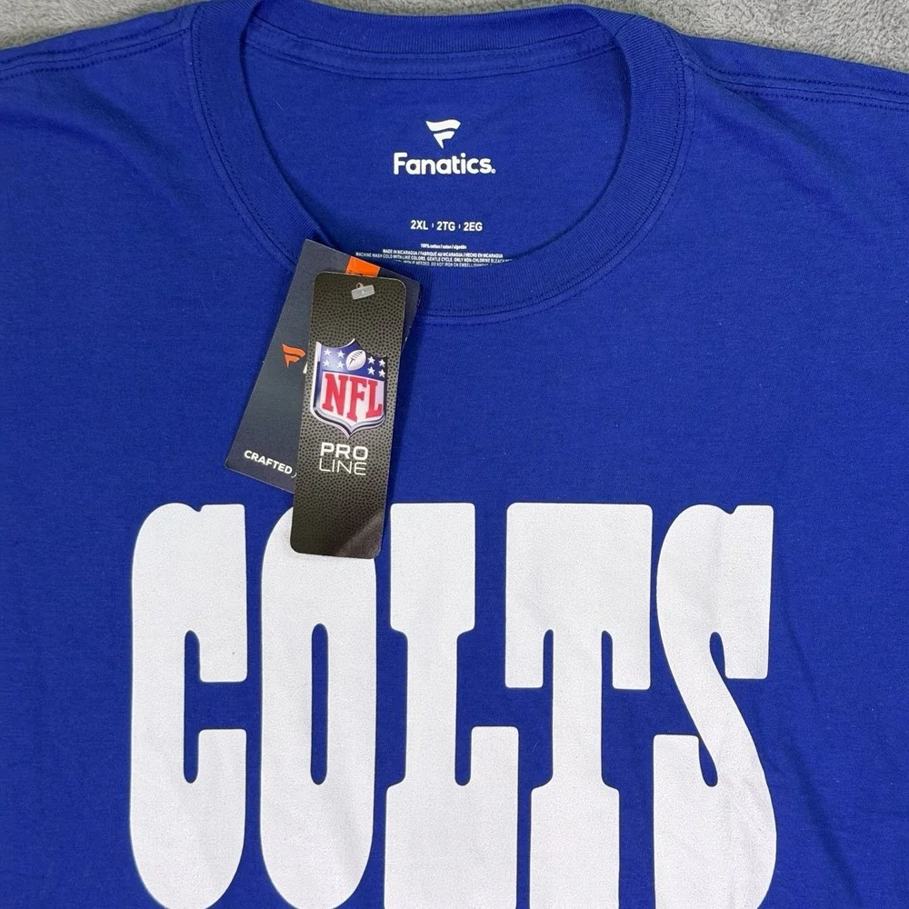 New Fanatics NFL Shirt Mens 2XL Blue Indianapolis Colts Football Short Sleeve
